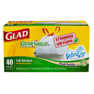 GLAD TALL KITCHEN DRAWSTRING BAGS ODOR SHIELD FRESH VANILLA SCENT - 13 GAL Sale