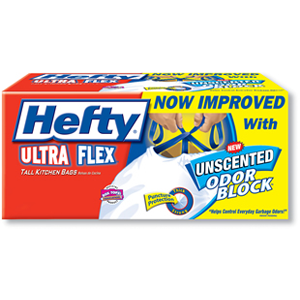 HEFTY TALL KITCHEN BAGS ODOR BLOCK UNSCENTED -13 GALLONS on Sale